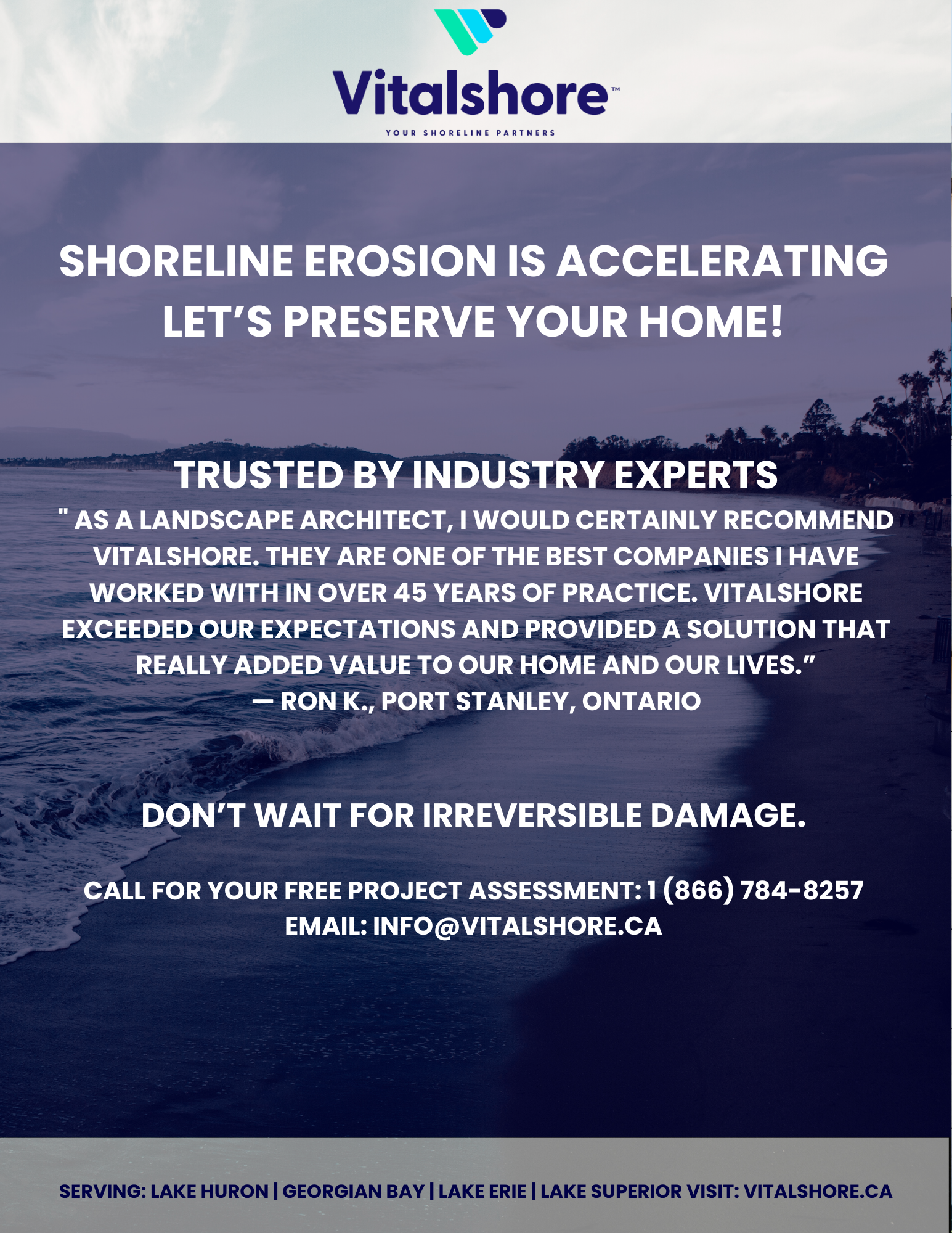 Vitalshore shoreline protection flyer, back