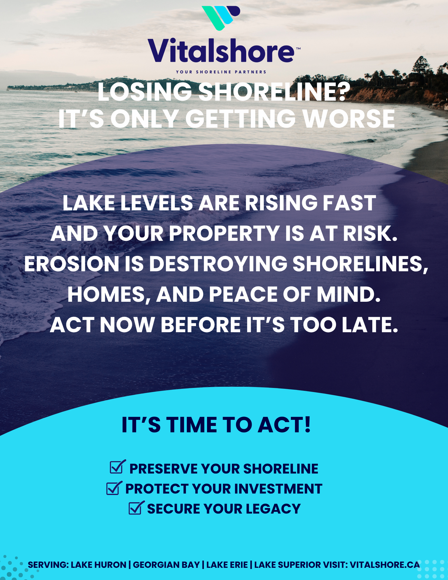 Vitalshore shoreline protection flyer, front